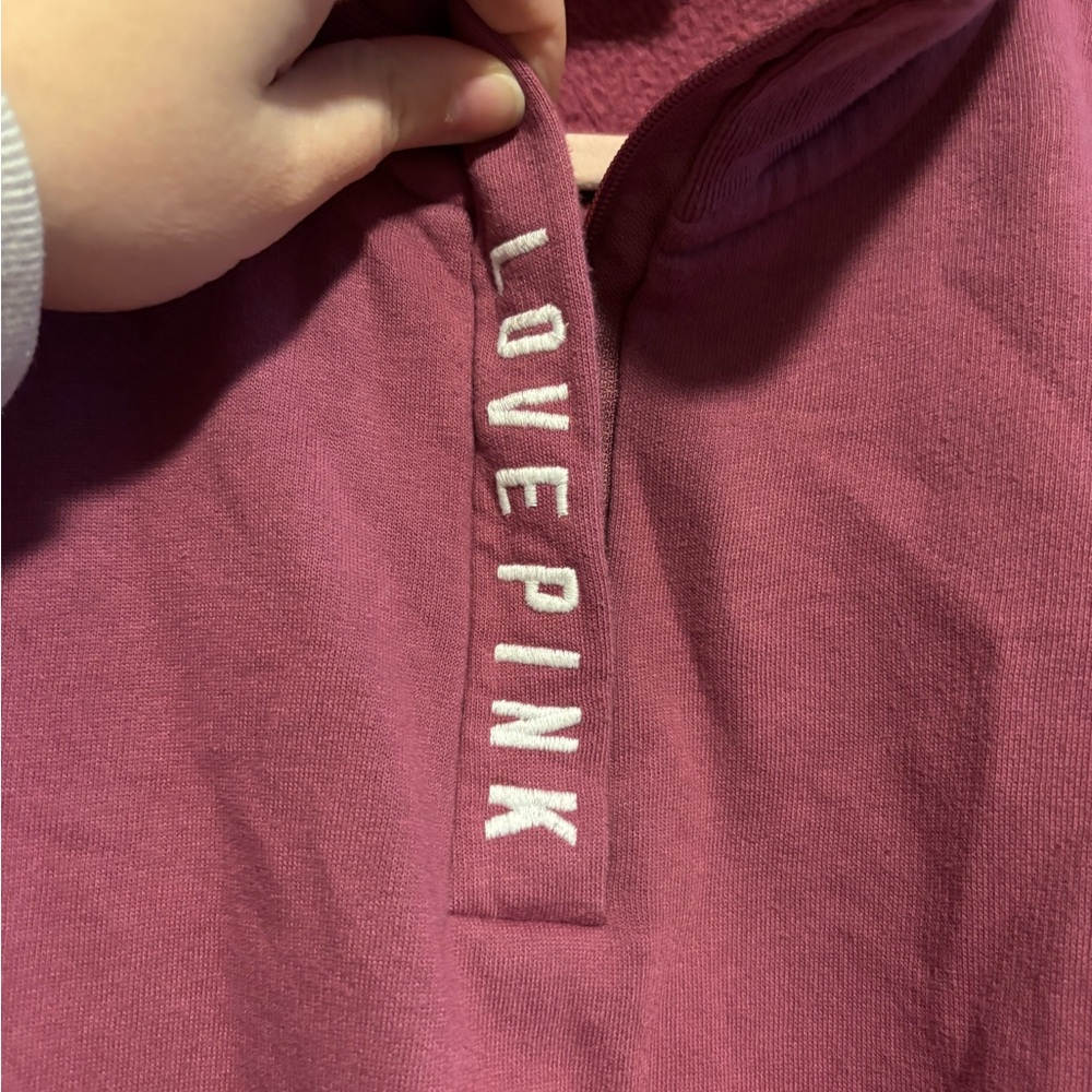 PINK Victoria's Secret Blush Pink Quarter-Zip Pullover Womens Size Large - Picture 5 of 7